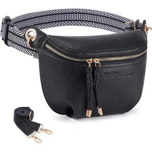 Fanny Pack Crossbody Bags Vegan Leather Black